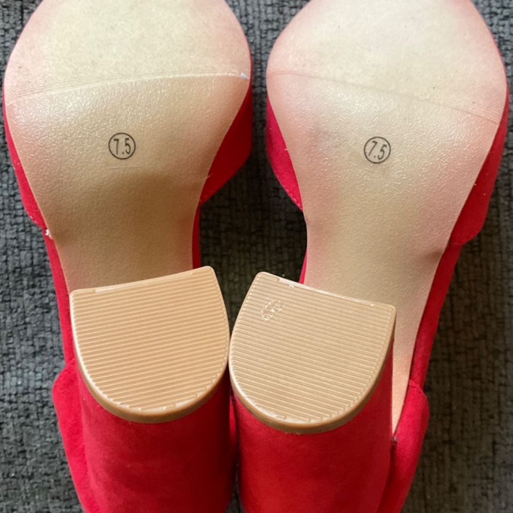 Lulus Size 7.5 Red Hot Ankle Strap Block Heel Wit… - image 6